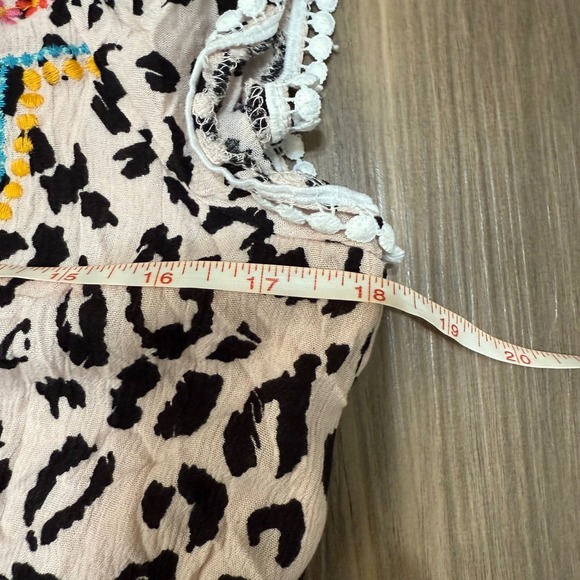 Savanna Jane Cheetah Embroidered Floral Romper Women's Large Bohemian Western - Picture 4 of 4